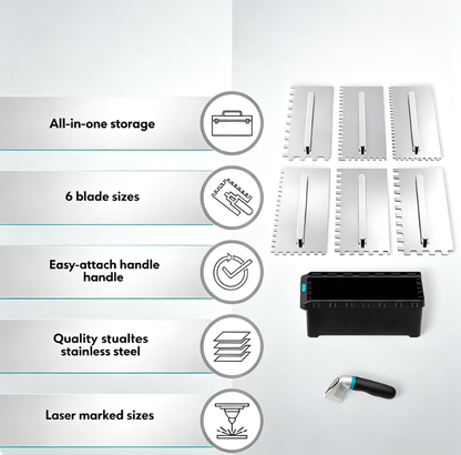 The Ultimate Notched Trowel Set – 6 Interchangeable Blades for Flawless Tile Installation